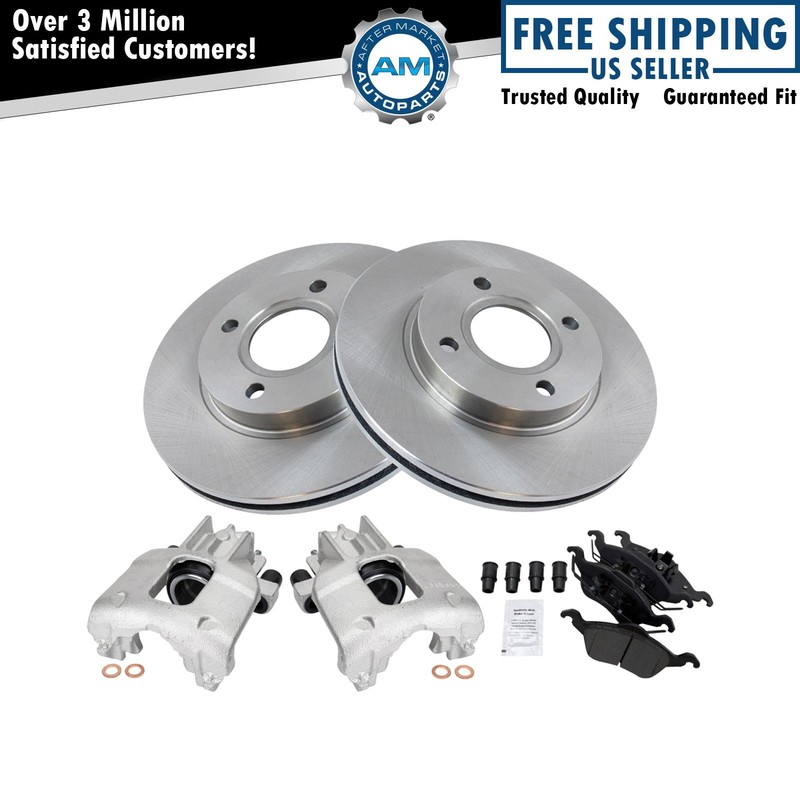 Front Brake Calipers Pads & Rotors Fits 2000-2004 Ford Focus