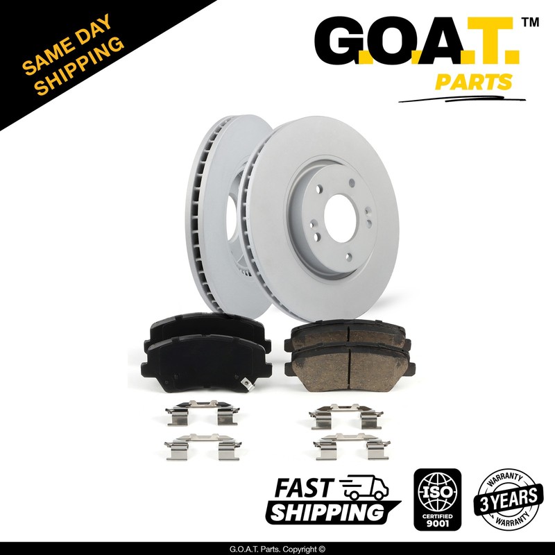 Front Brake Rotors + Ceramic Disc Brake Pad Kit for 2016-2017 Hyundai Veloster