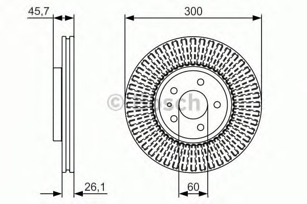 Bosch Single Brake Disc HGV Front 300mm 60mm Vented 26mm With Screws 0986479666