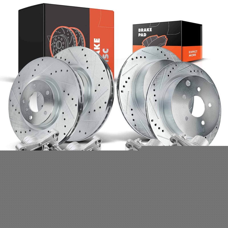 Drilled Brake Rotor & Pads + Brake Caliper for Nissan Murano 2012 Front & Rear