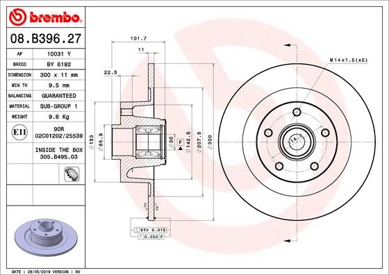 Brembo 08.B396.27 Brake Disc for Renault gallery