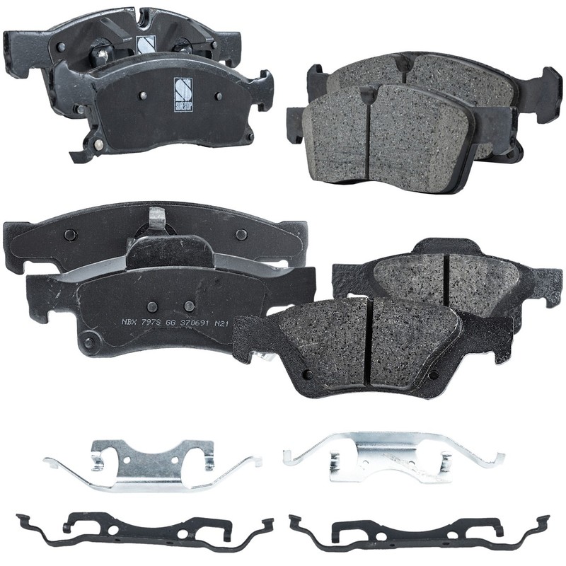 Front & Rear Brake Pads Set for Dodge Durango Jeep Grand Cherokee 2011-2016