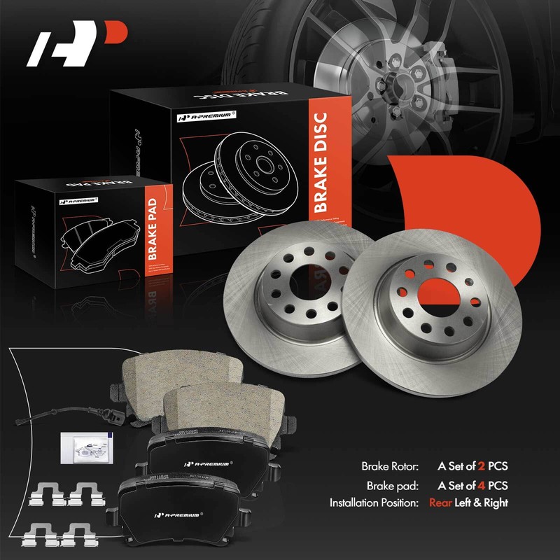 A-Premium Rear Disc Brake Rotors & Ceramic Pads for Volkswagen Jetta 2010 Passat gallery