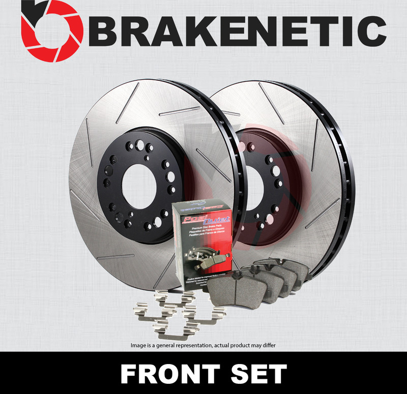FRONT BRAKENETIC Premium Slotted Brake Rotors +Ceramic Pads Polestar 55.39050.51