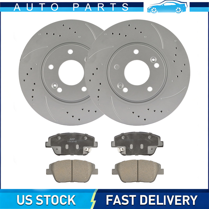 31427 Front Drilled Brake Rotors Ceramic Pad for 11-16 Kia Optima Hyundai Sonata
