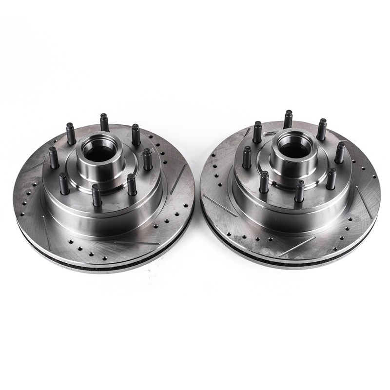 PowerStop Evolution Drilled Slotted Rotors Pair Front For Ford E-350 Econoline