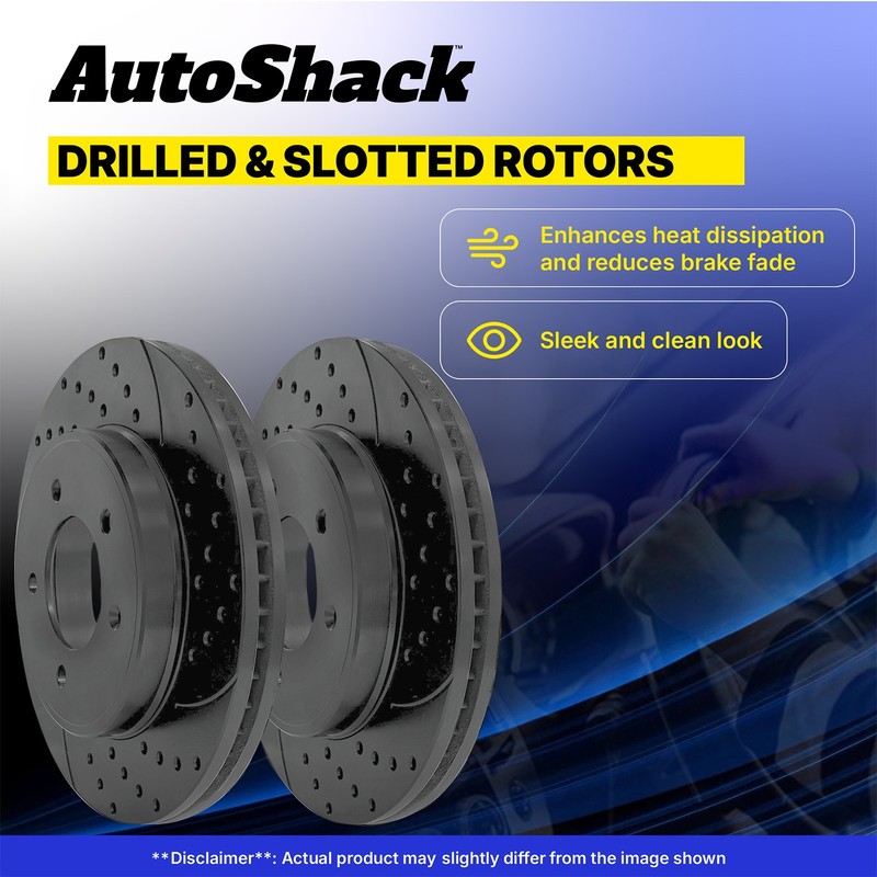 Rear Drilled Slotted Brake Rotors Pair for Chevrolet, Silverado 1500 2019-2025 gallery