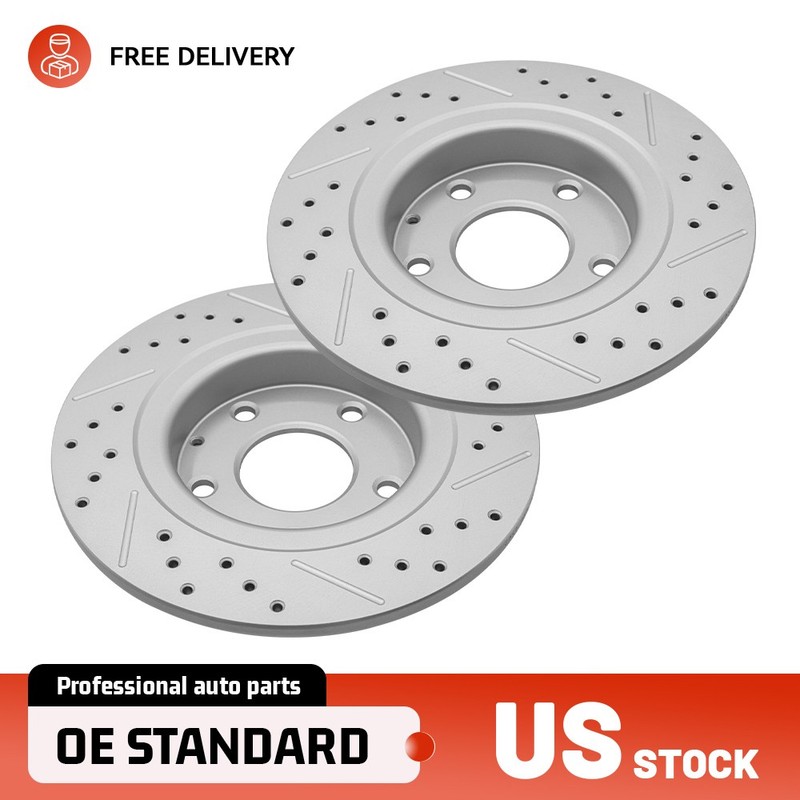 278mm Rear Drilled and Slotted Brake Rotors Set for Mazda 6 2014 2015 2016-2021