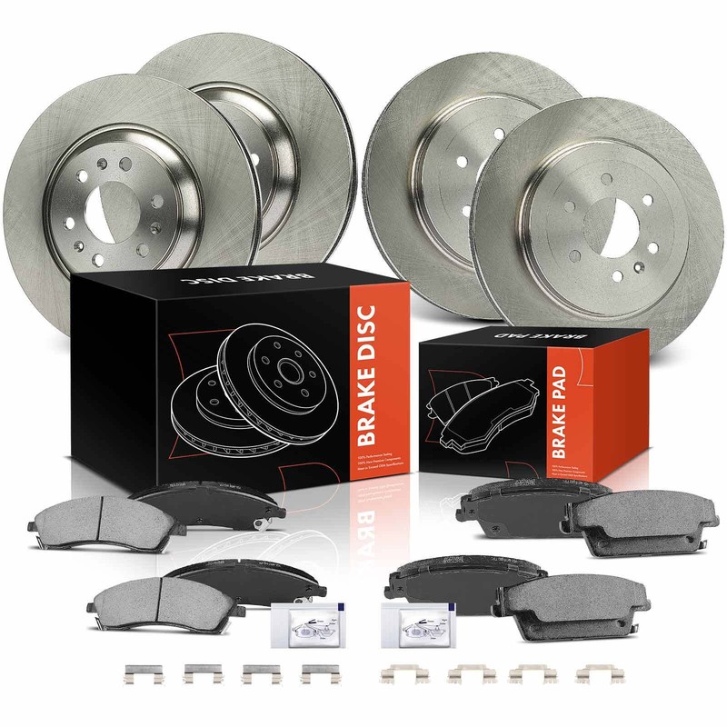 12x Front & Rear Disc Brake Rotors & Ceramic Brake Pads for Cadillac SRX 04-09