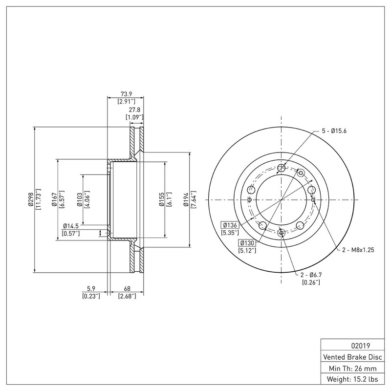 Dynamite Friction Front Disc Brake Rotor for Porsche 968, 944 (600-02019) gallery