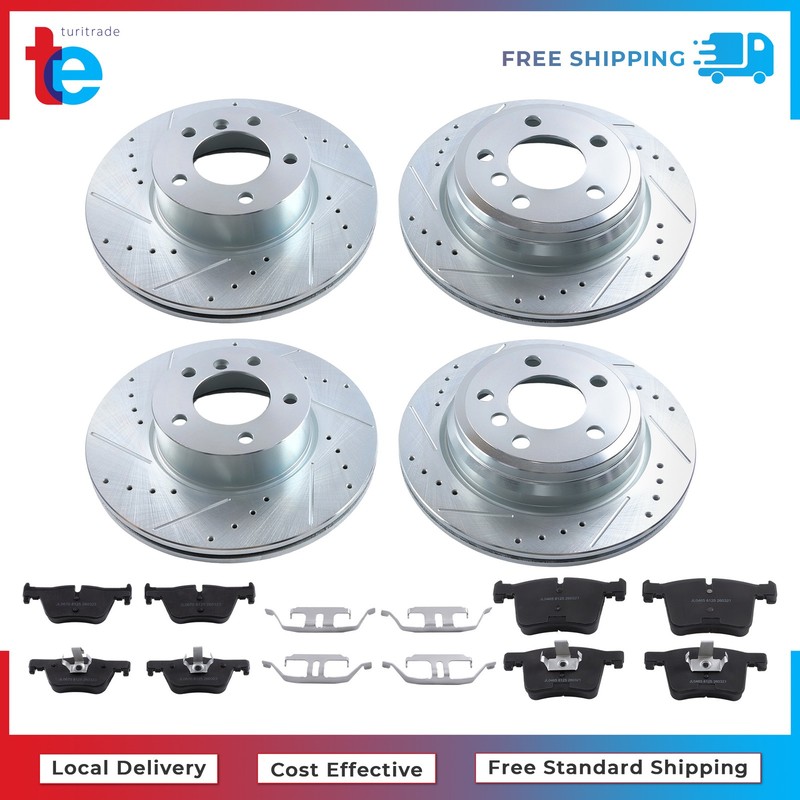 For BMW 328i 330i 428i 430i Front & Rear Drilled Brake Rotor & Ceramic Brake Pad gallery
