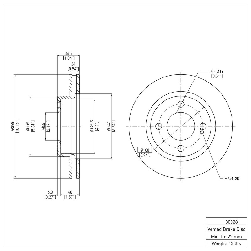 Front Disc Brake Rotor for Protege, Protege5, 626, Probe, MX-6 (600-80028) gallery