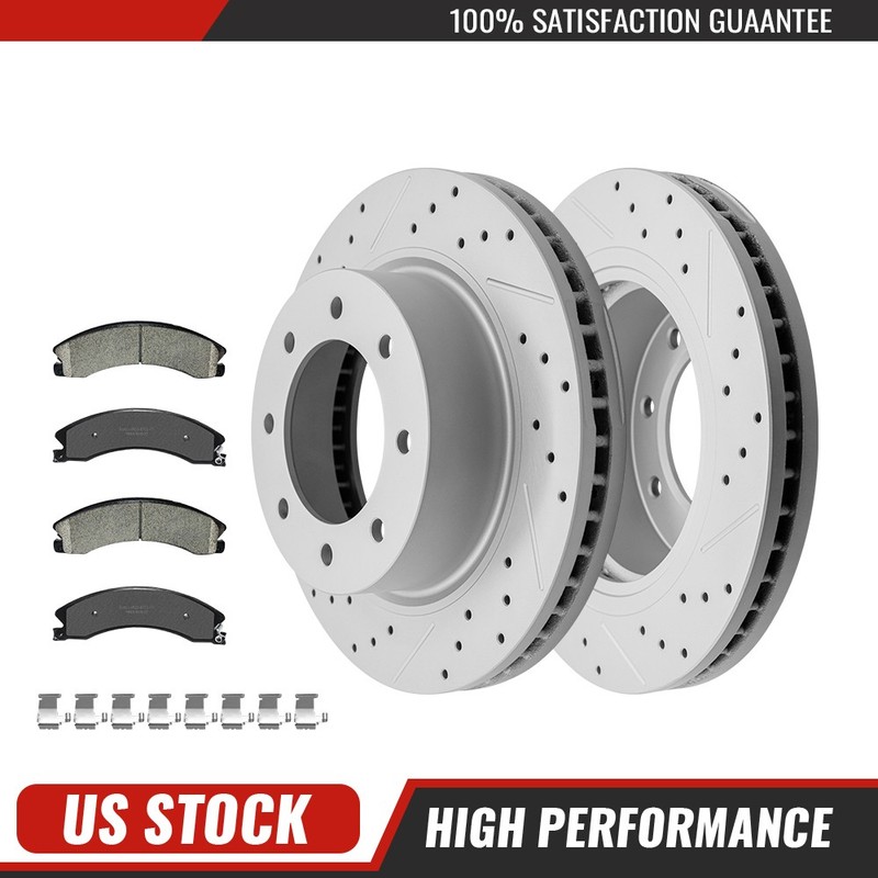 Front Drilled Disc Rotors Brake Pads Kit For For 2012-2021 Nv1500 Nv2500 Nv3500