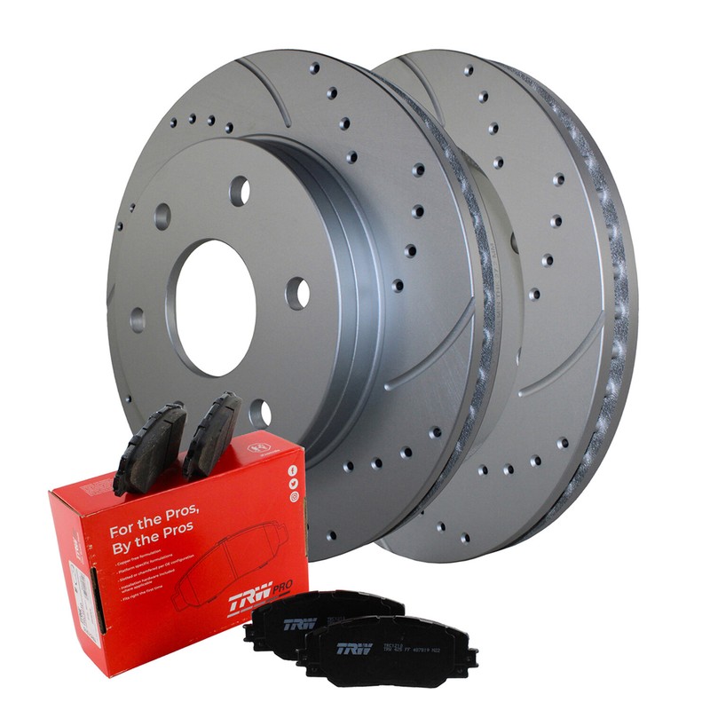 Front Brake Kit 305mm Drilled Rotors TRW Ceramic Pads For Silverado Sierra 1500
