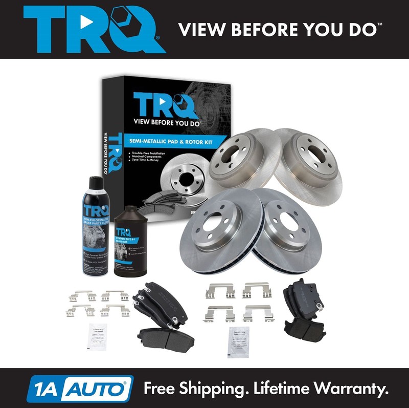 TRQ Front & Rear Premium Metallic Brake Pad & Rotor Kit w/Chemicals for Chrysler