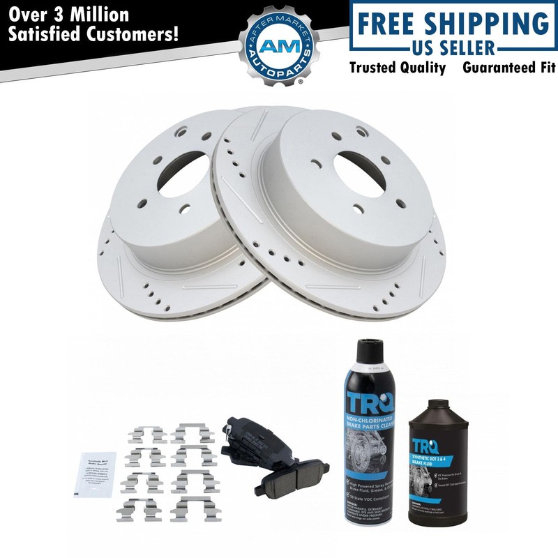 Rear Ceramic Brake Pad Performance Coated Rotor Kit w/Chemicals