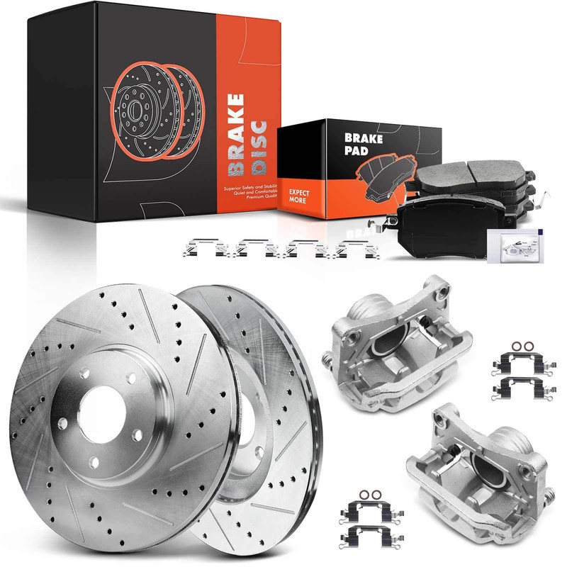 Drilled Brake Rotors & Ceramic Pads + Calipers for Nissan Murano 2005-2012 Front