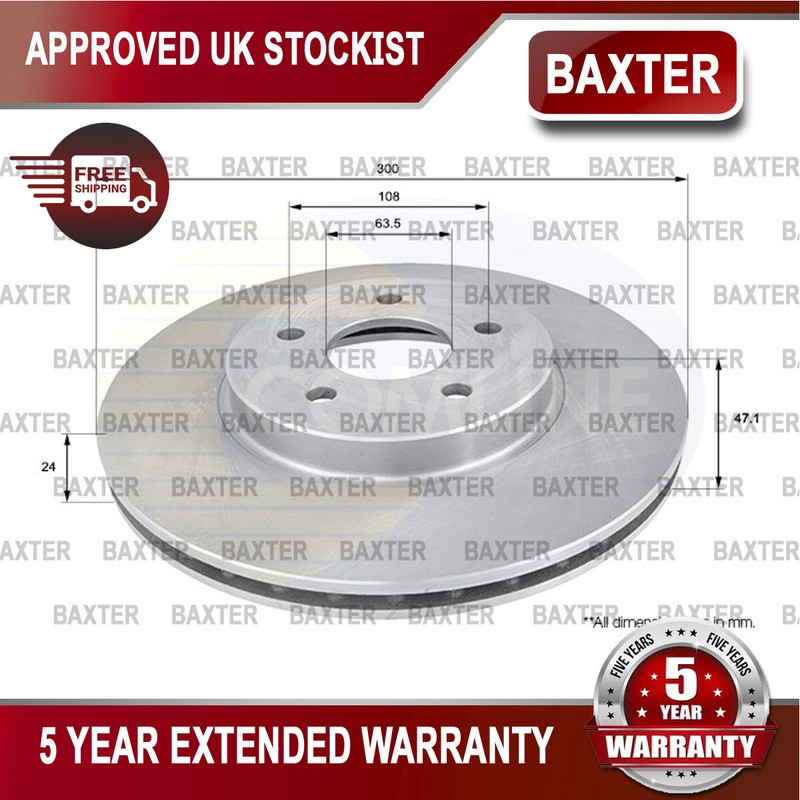 Fits Ford Mondeo 2000-2007 Jaguar X-Type 2001-2009 Baxter Front Brake Disc #1