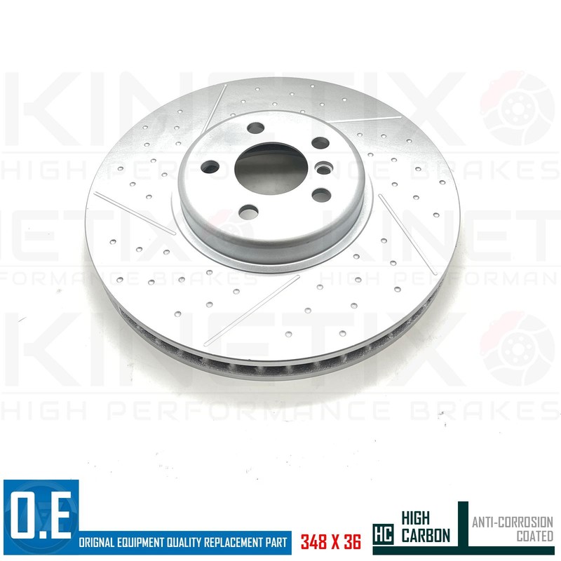 FOR BMW i4 M50 G26 DIMPLED GROOVED FRONT BRAKE DISCS TEXTAR PADS SENSOR 348mm gallery