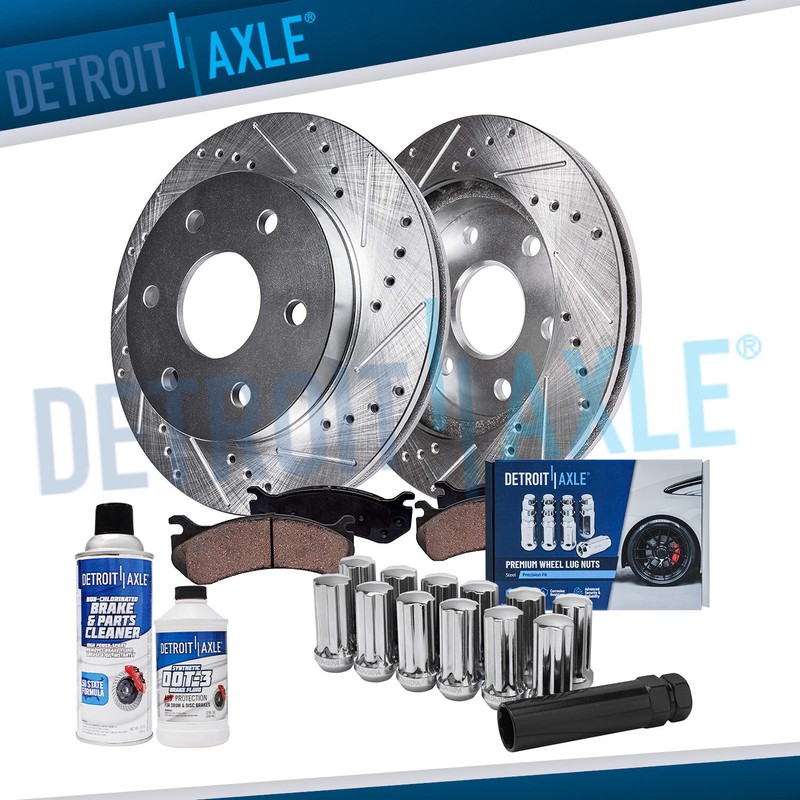 325mm Front Drilled Rotor Brake Pad+12pc Lugnut w/key for Envoy Rainier SSR 9-7x