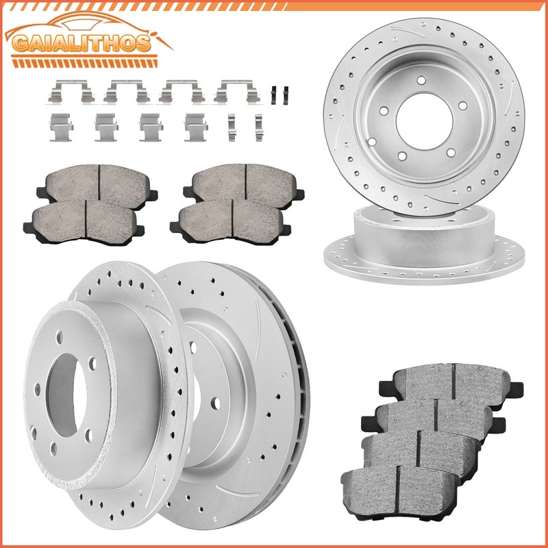Front & Rear Rotors + Brake Pads for Dodge Caliber Chrysler Sebring Jeep Patriot
