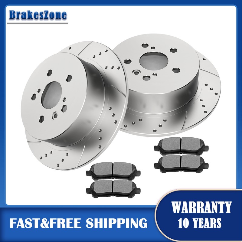 309mm REAR Brake Rotors Pads Kit fit for Toyota Highlander 2008-2014 Slotted