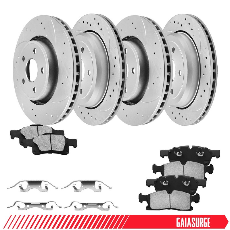 350mm Front & 330mm Rear Rotors Brake Pads for Jeep Grand Cherokee Dodge Durango