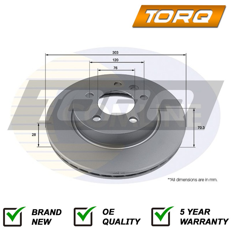 Brake Disc Front Torq Fits VW Crafter Man TGE 2.0 TDi Electric 2N0615301A