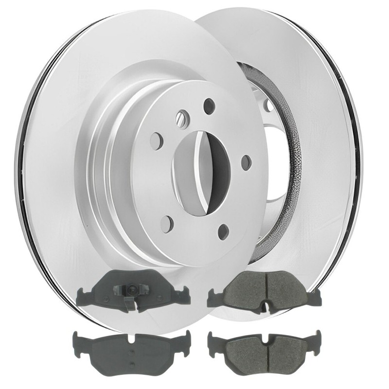 Rear Right & Rear Left Vented Brake Rotors With Pads For BMW 323i 11-06