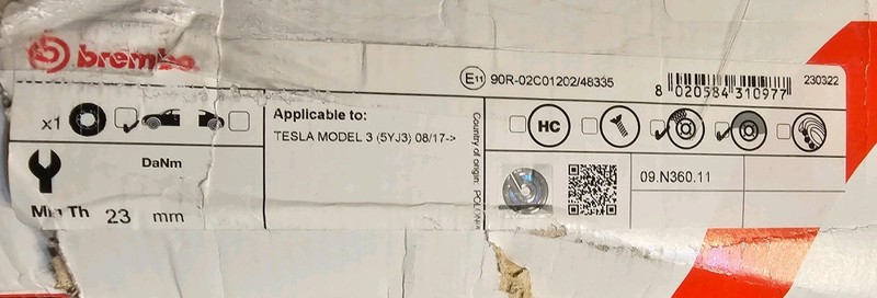 Brembo Tesla Model 3 Front Rotor 09.N360.11