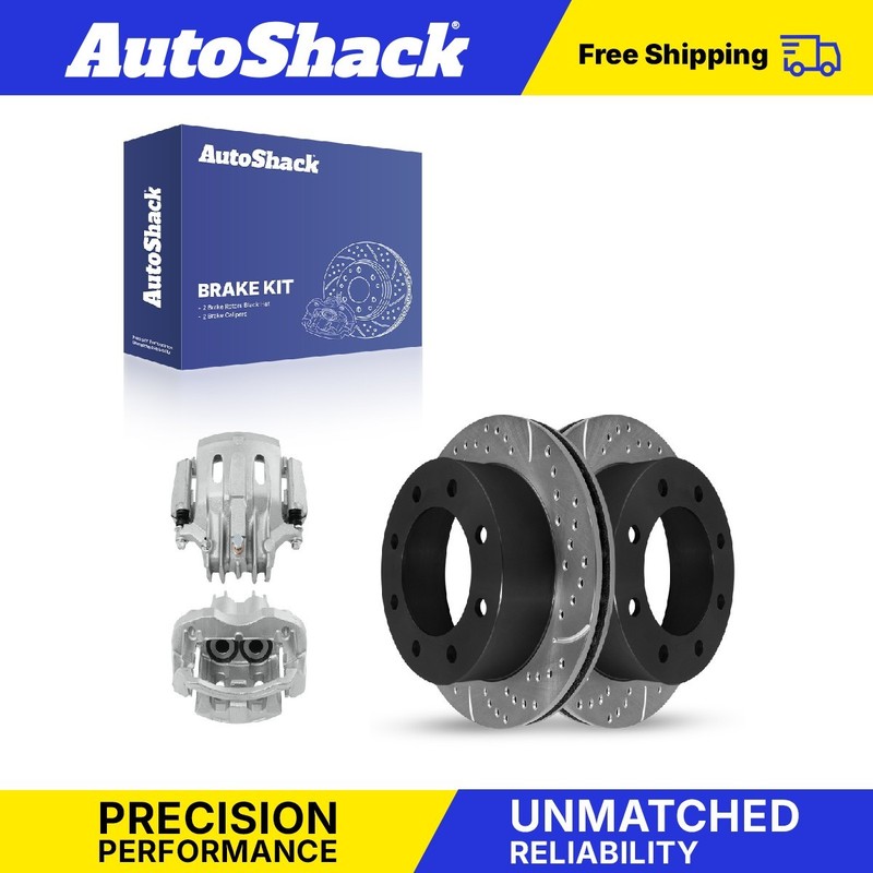 Rear Drilled Slotted Brake Rotors Calipers for Ford, F-250 Super Duty 2000-2004