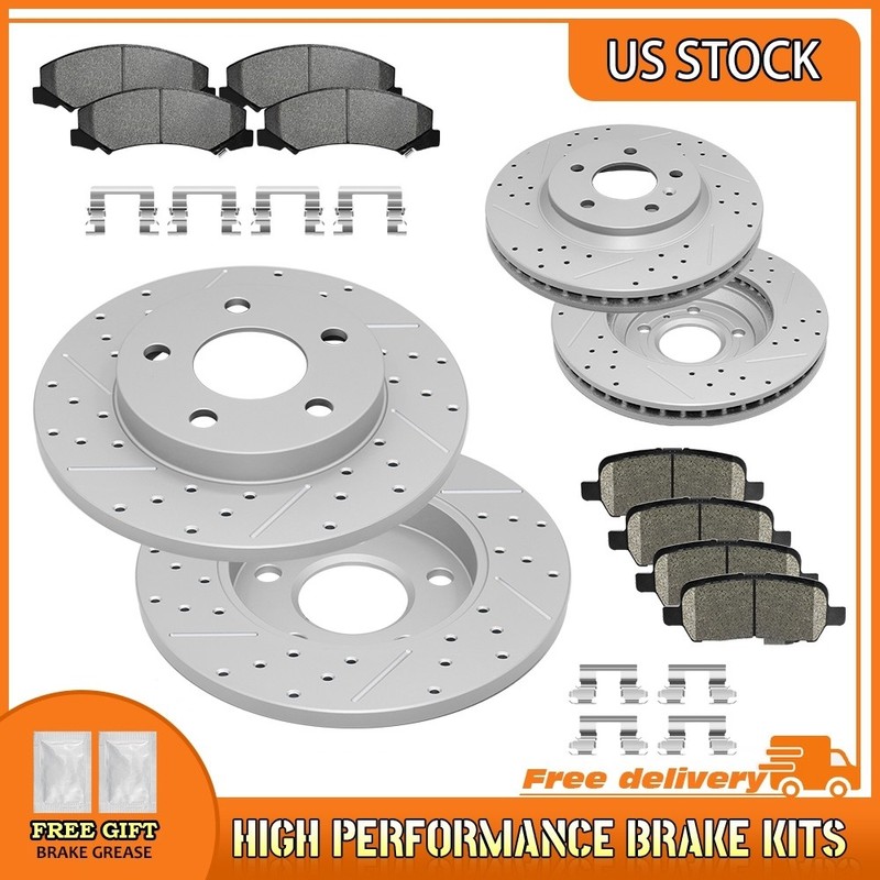 Front & Rear Drilled Brake Rotor Ceramic Pad For Chevrolet Impala/Impala Limited