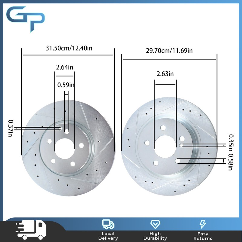 12x Drilled Brake Rotor & Ceramic Brake Pad For Mercedes-Benz E400 Front & Rear gallery