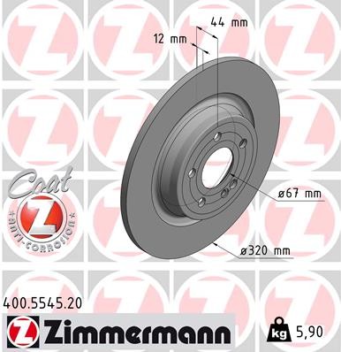 Zimmermann 400.5545.20 Brake Disc for Mercedes-Benz, Mercedes-Benz (BBDC)