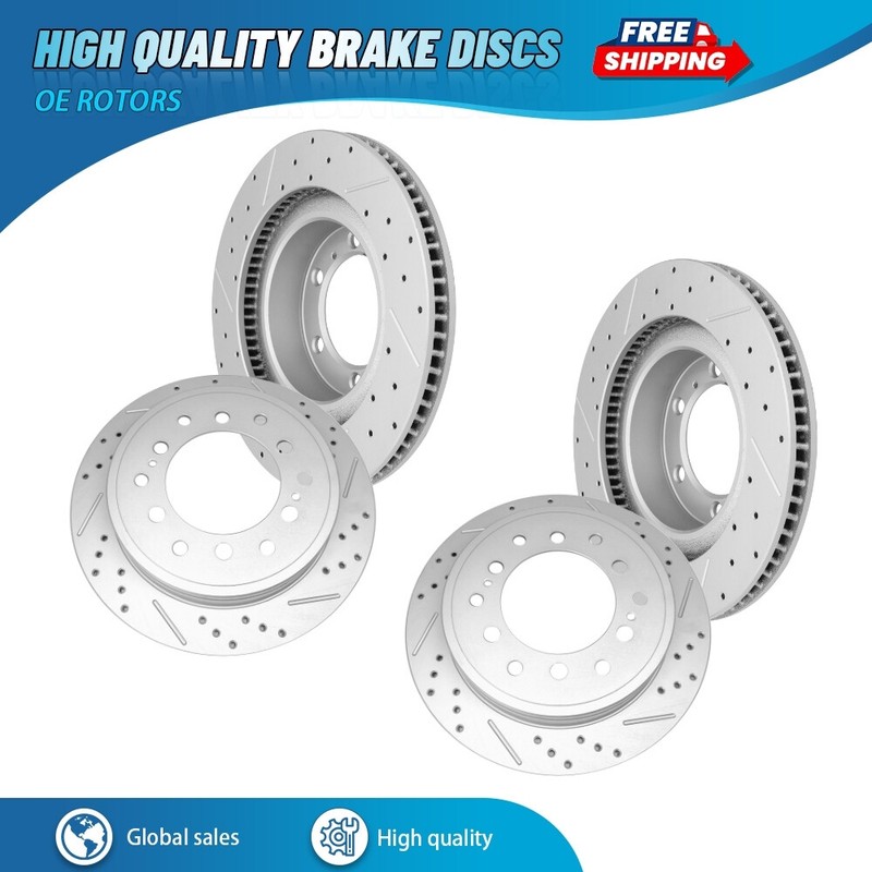 Front Rear Drilled Disc Brake Rotors for 2010 – 2023 Lexus GX460 Toyota 4Runner