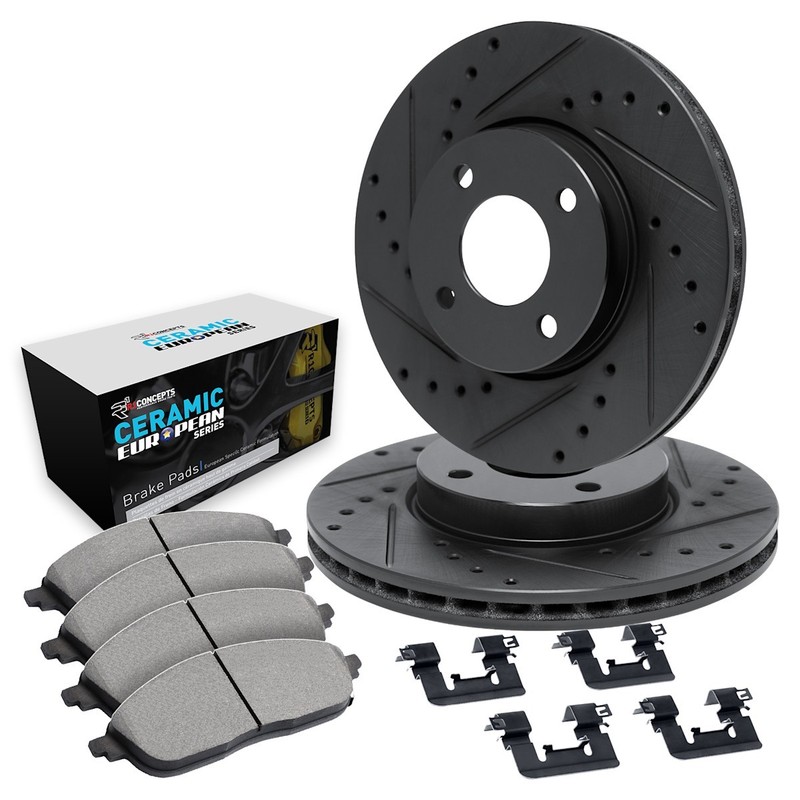 WHTH1-54020 R1 Concepts 2-Wheel Set Brake Disc and Pad Kits Front for Fiesta