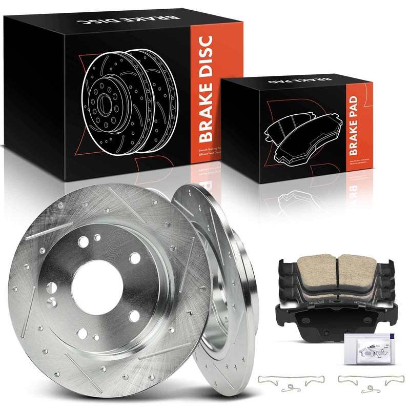 Drilled Brake Rotor & Brake Pads for Honda Civic 2016-2017 2019-2020 22-23 Rear