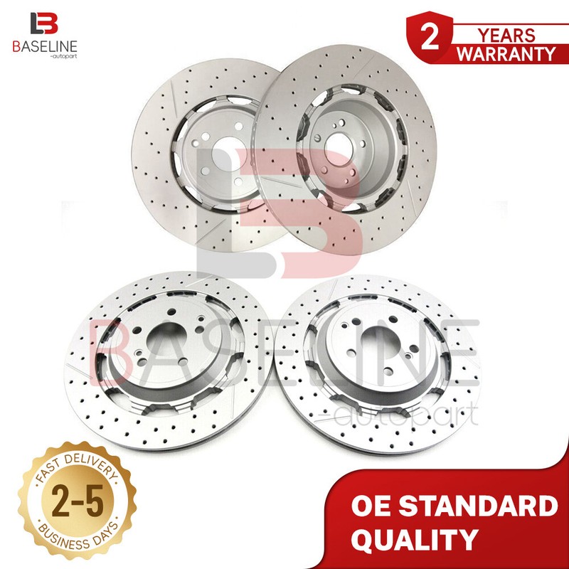 4PCS Front Rear Brake Rotors A2224232012 Fit Mercedes W222 S63 S65 AMG 2014-2020