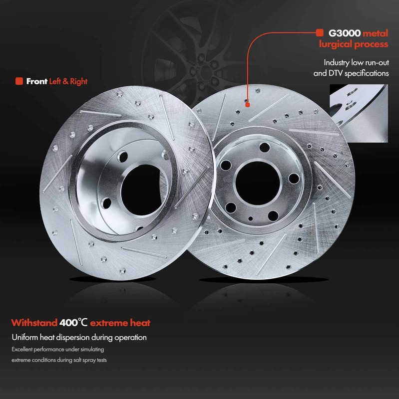 Drilled & Slotted Brake Rotors for Audi A4 A4 Quattro A6 Volkswagen Passat Front gallery