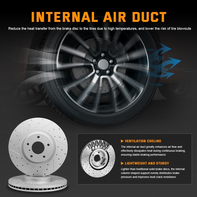 Front Rear Drilled Disc Slotted Brake Rotors Kit for 2014 - 2021 Mazda 6 gallery