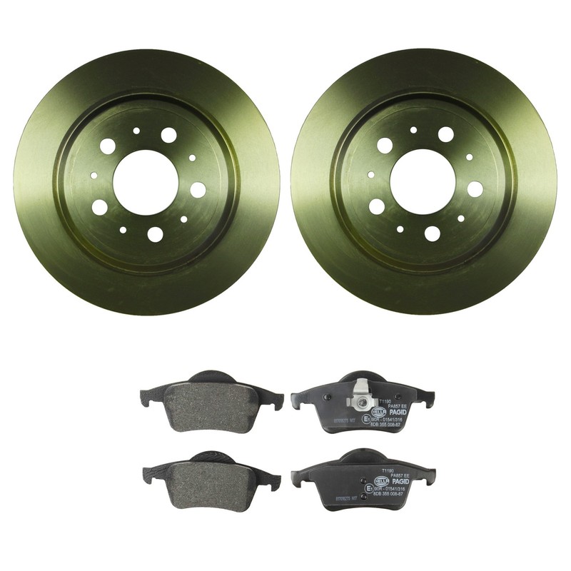 Bosch QuietCast Rear Rotors Hella Low-Met Disc Brake Pad Kit For Volvo S60 S80