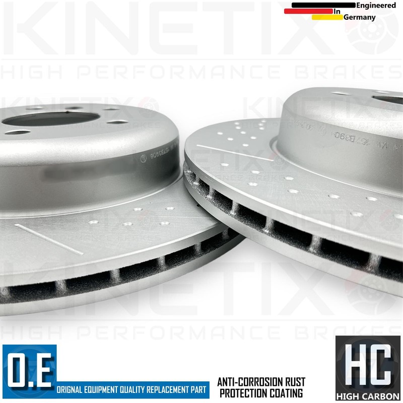 FOR BMW 335i F30 F31 M SPORT DIMPLED GROOVED REAR BRAKE DISCS TEXTAR PADS 345mm gallery