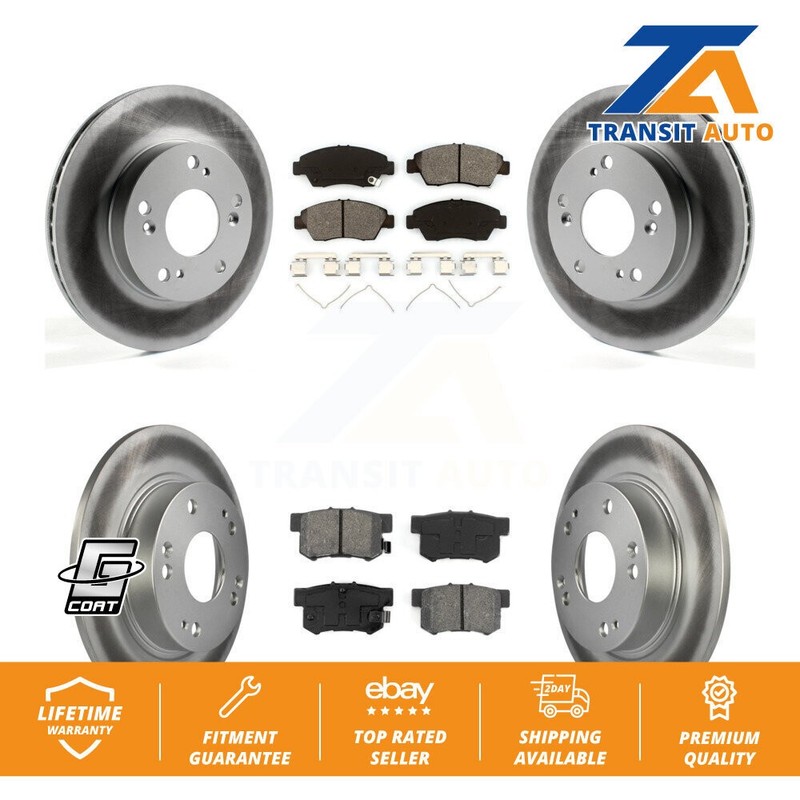 Coated Brake Rotor Semi-Metallic Pad Front Rear Kit For 2013-2015 Acura ILX 1.5L