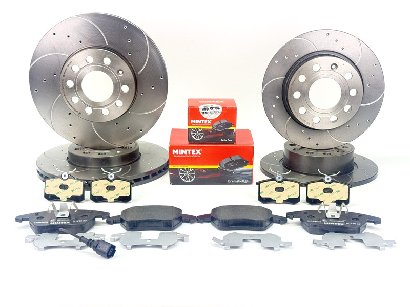 BREMBO HIGH PERFORMANCE DRILLED GROOVED BRAKE DISC PADS VW AUDI SKODA SEAT gallery