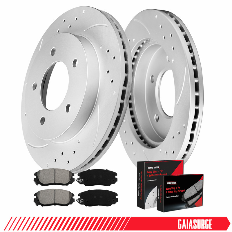 Front Drilled Rotors Ceramic Brake Pads for 2010-2017 Chevy Equinox GMC Terrain