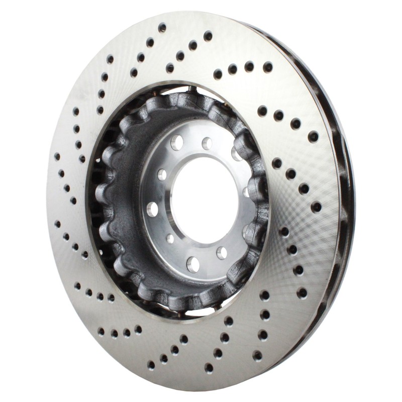 SHW Performance Front Right Vented Drilled 325mm Disc Brake Rotor For BMW E46 M3 gallery