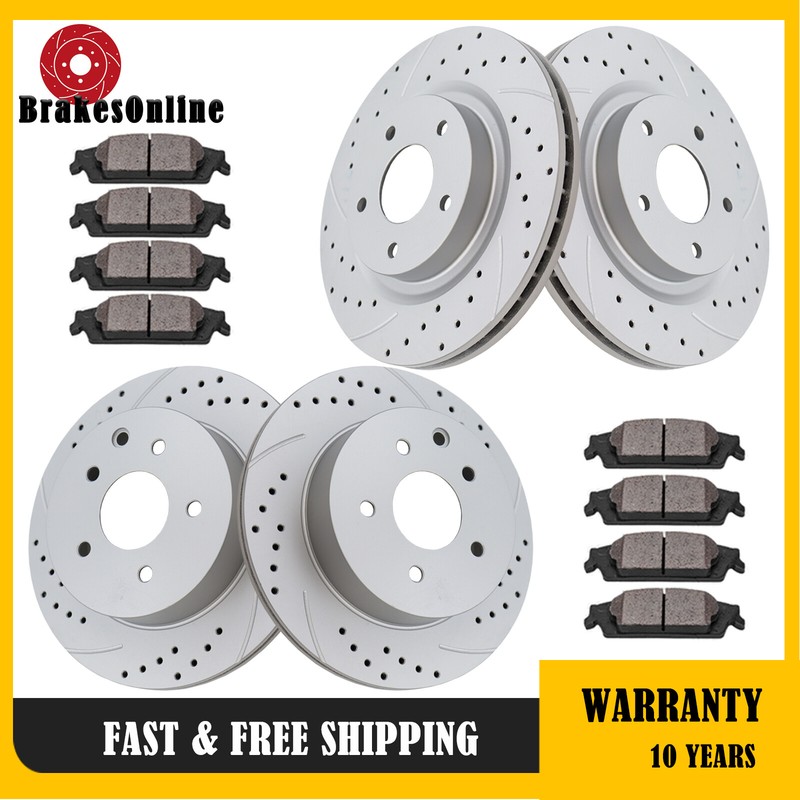 296mm Front 292mm Rear Brake Rotors Pads fit for Nissan Rogue 2014-2017 Slotted