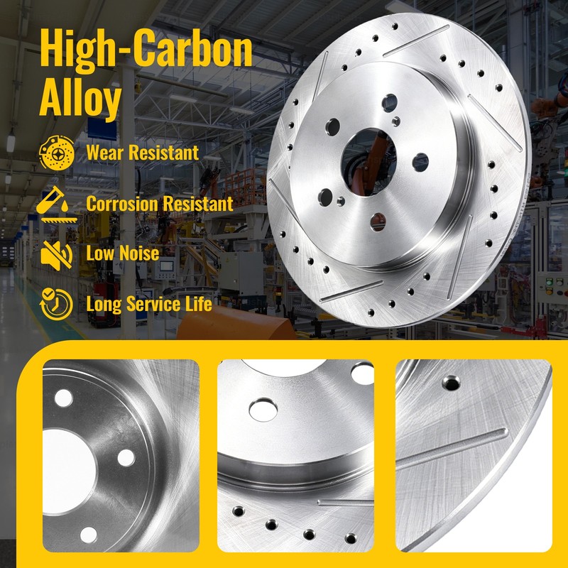 Front and Rear Drilled Brake Rotor and Ceramic Brake Pad for Lexus CT200h Toyota gallery