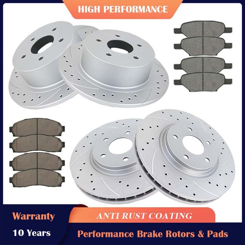 Front & Rear Drilled Rotors + Brake Pads for Chevy Malibu Cobalt Pontiac G6 ION