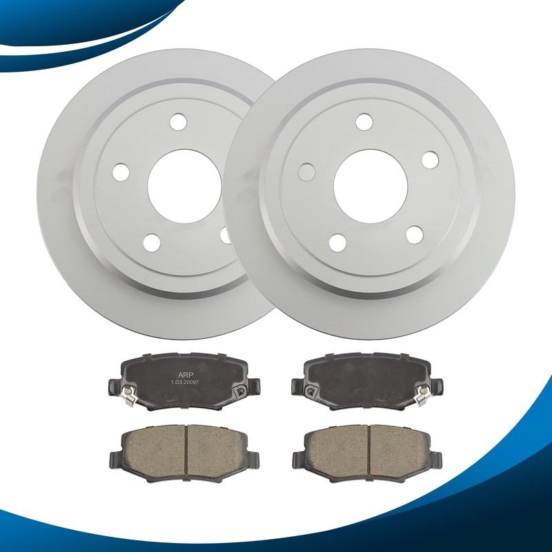 12.44” Rear Disc Brake Rotors Ceramic Brake Pads for 2007-2017 Jeep Wrangler JK